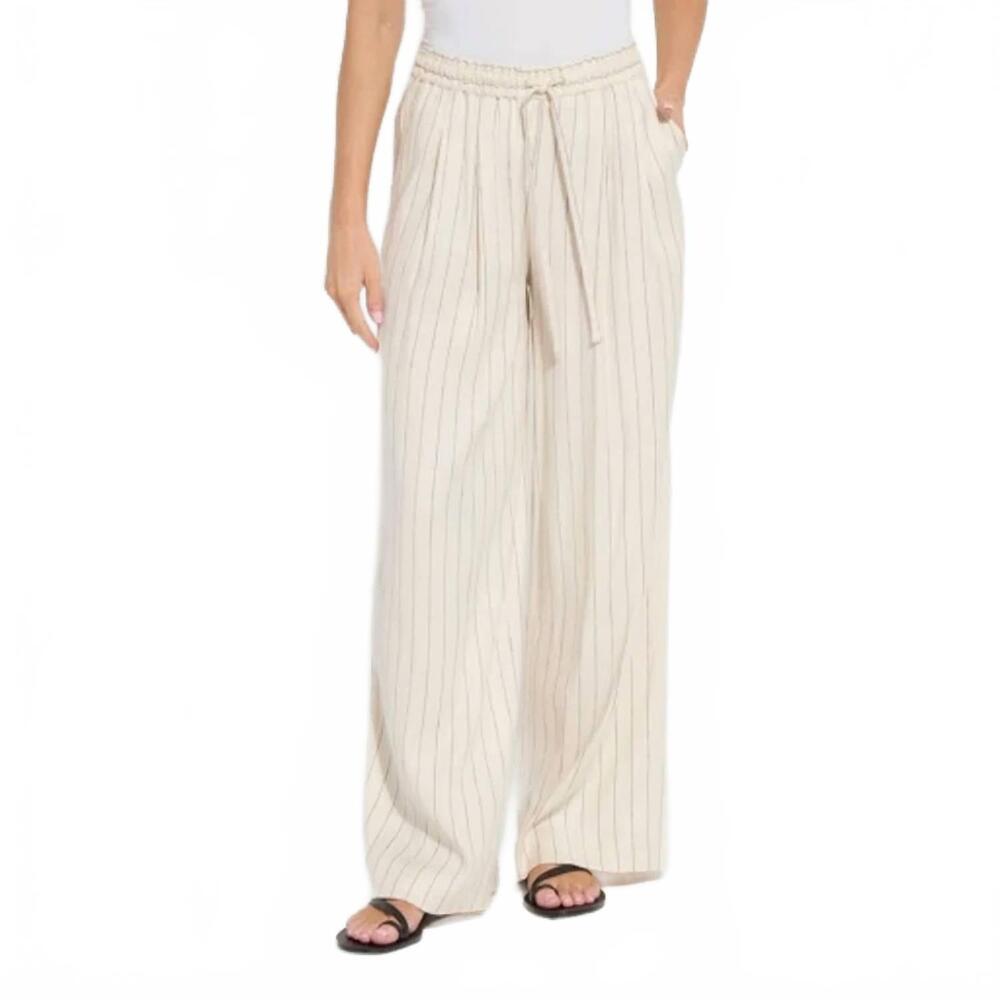 NEW LYSSE iria pleated drawstring wide leg pant in beige